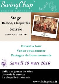 stage balboa/claquettes/concert. Le samedi 19 mars 2016 à la chapelle st mesmin. Loiret.  10H00